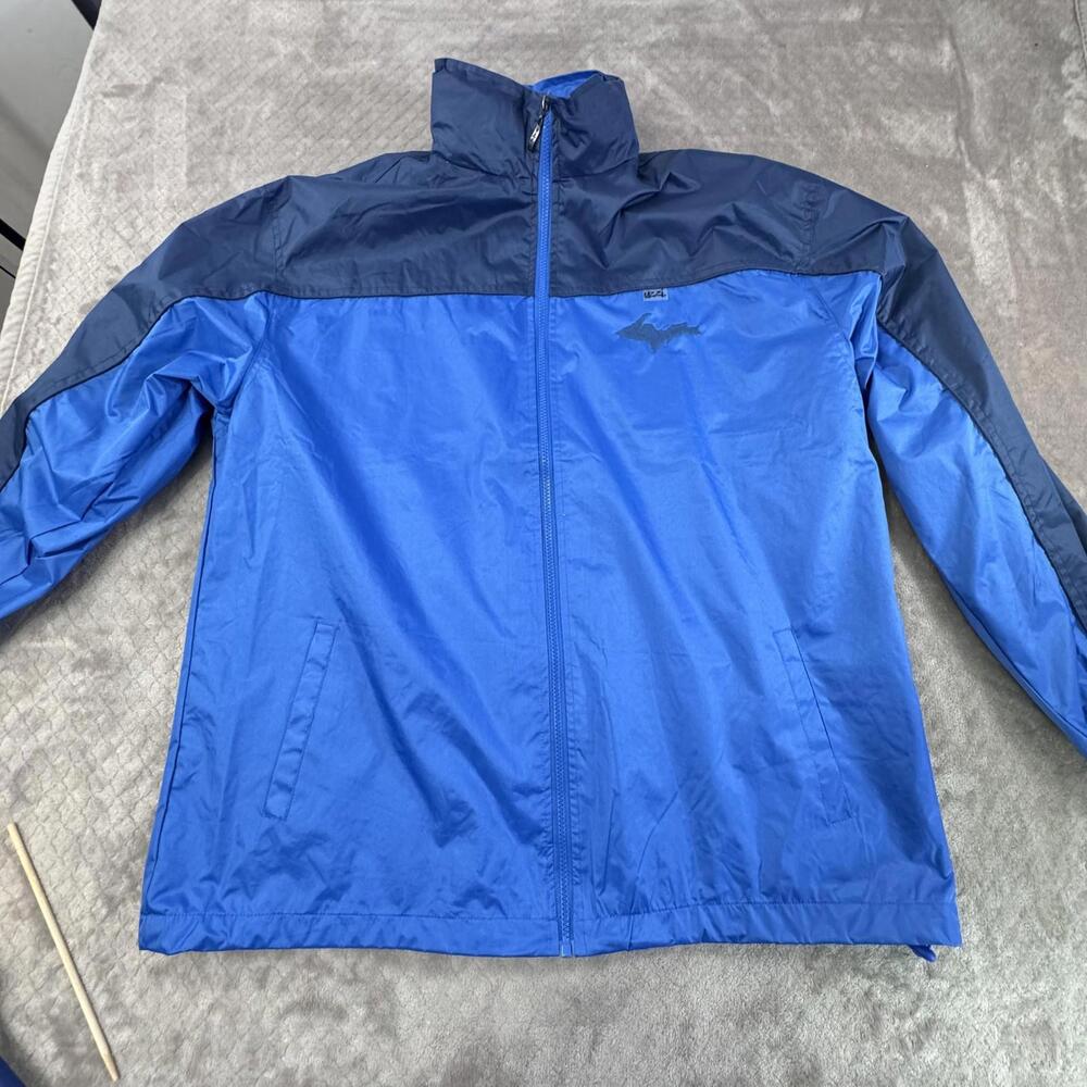 Uzzi Waterproof Windbreaker Jacket Mens XL Blue Packable Hood Lightweight